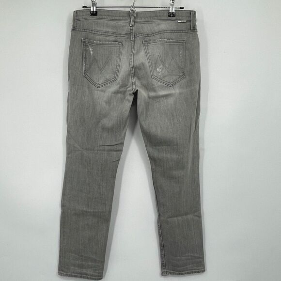 Mother The Dropout Cropped Slim Jeans in a gray "Holy Smokes" wash Sz 27 - Picture 4 of 10